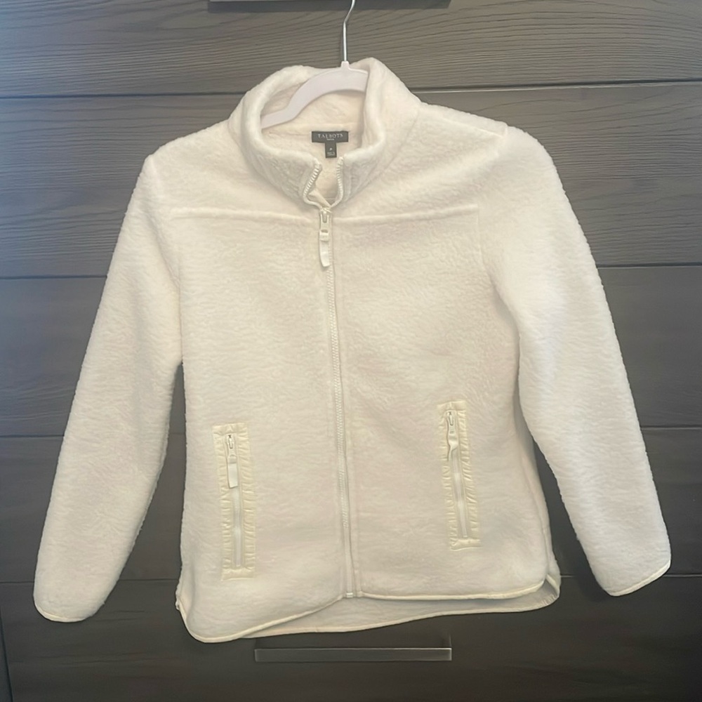 Talbots Cream Sherpa Fleece Jacket XS/S Petite